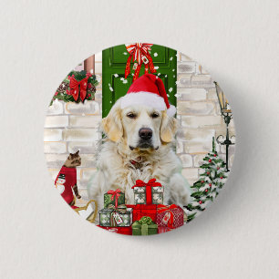 Golden Retriever Dog Weihnachten Button