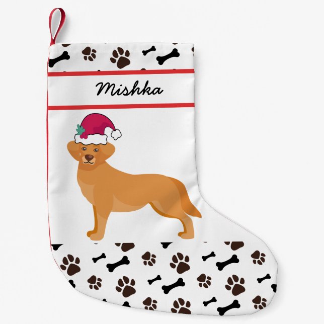 Golden Retriever Dog Weihnachten, Custom Dog Name Kleiner Weihnachtsstrumpf (Vorderseite)
