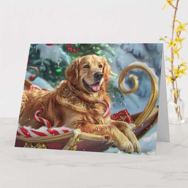 Golden Retriever Dog Weihnachten Karte (Gelbe Blume)