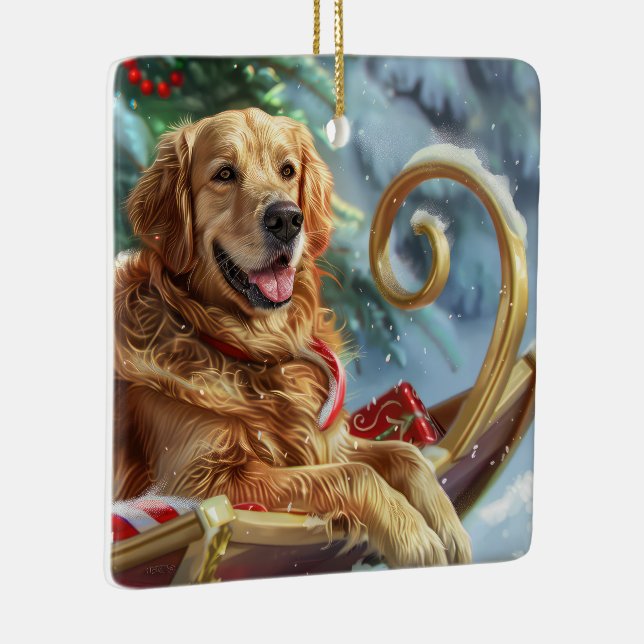 Golden Retriever Dog Weihnachten Keramikornament (Rechts)