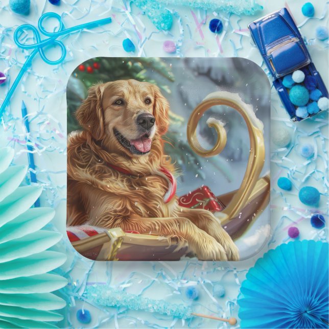 Golden Retriever Dog Weihnachten Pappteller (Party)