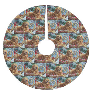 Golden Retriever Dog Weihnachten Polyester Weihnachtsbaumdecke