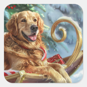 Golden Retriever Dog Weihnachten Quadratischer Aufkleber