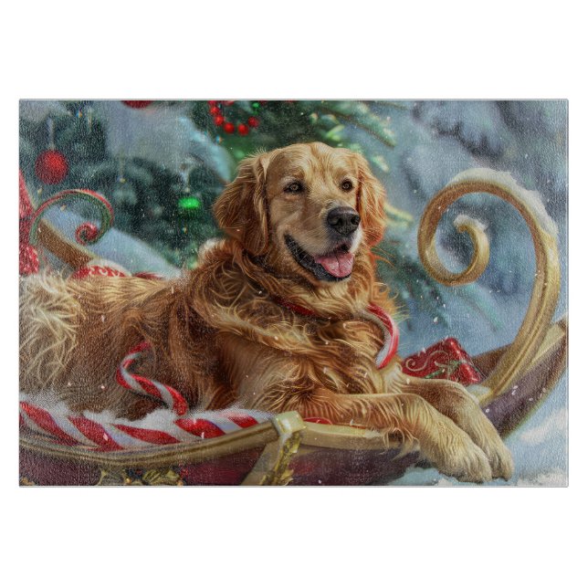 Golden Retriever Dog Weihnachten Schneidebrett (Vorderseite)