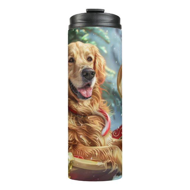 Golden Retriever Dog Weihnachten Thermosbecher (Vorderseite)