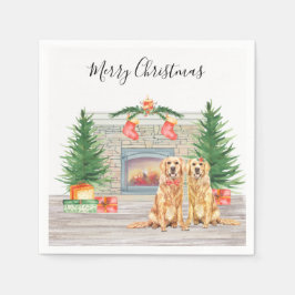 Golden Retriever Dog Weihnachtsfeiertag Feuerplatz Serviette