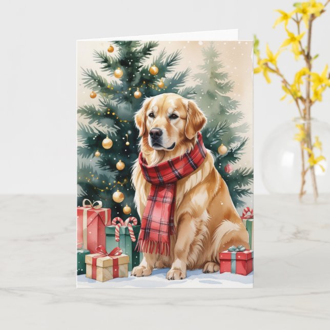 Golden Retriever Dog Weihnachtsgrüßen Karte (Gelbe Blume)