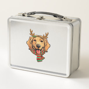 Golden Retriever Dog Weihnachtsmann Rentier Weihna Metall Brotdose