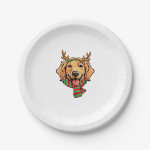 Golden Retriever Dog Weihnachtsmann Rentier Weihna Pappteller