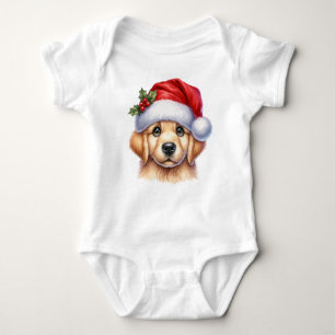 Golden Retriever Dog with Santa Claus Style-82535 Baby Strampler