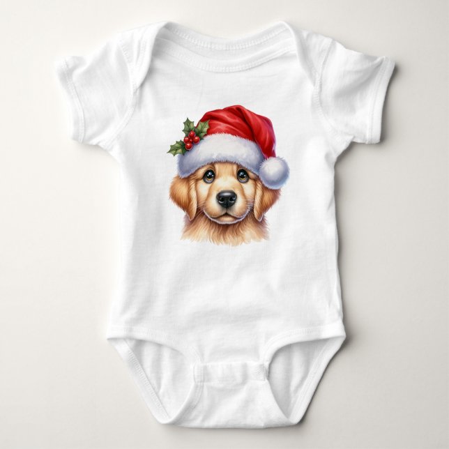 Golden Retriever Dog with Santa Claus Style-82535 Baby Strampler (Vorderseite)