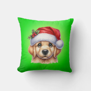 Golden Retriever Dog with Santa Claus Style-82535 Kissen