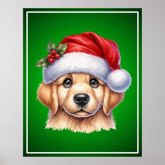 Golden Retriever Dog with Santa Claus Style-82535 Poster (Vorne)
