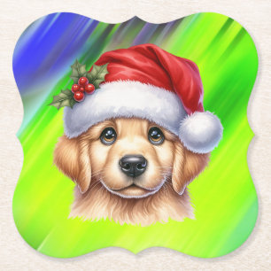 Golden Retriever Dog with Santa Claus Style-82535 Untersetzer
