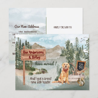 Golden Retriever Dog Woods - Neue Adresse Ankündigungspostkarte