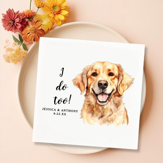 Golden Retriever Dog Zeichnend Personalisiert Ich  Serviette (Von Creator hochgeladen)