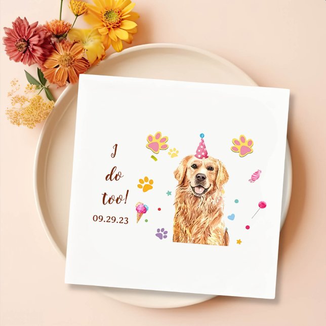 Golden Retriever Dog Zeichnend Personalisiert Ich  Serviette (Von Creator hochgeladen)