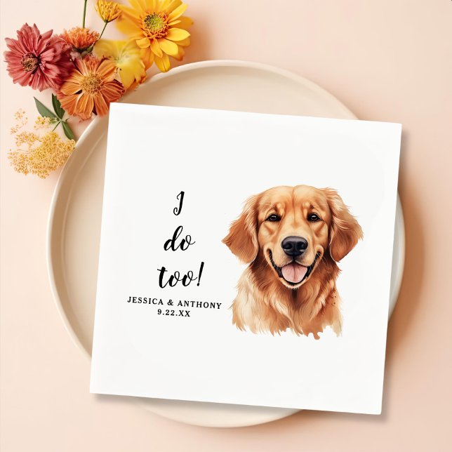 Golden Retriever Dog Zeichnend Personalisiert Ich  Serviette (Von Creator hochgeladen)