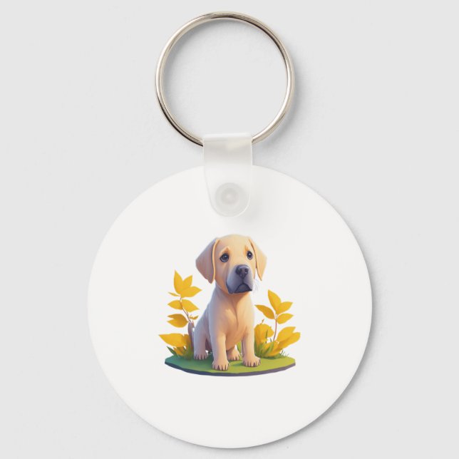 Golden Retriever Doggo Niedlich Digital Chibi Schlüsselanhänger (Vorderseite)