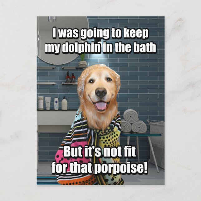 Golden Retriever Dolphin Wilhelm Tell Postkarte (Vorderseite)