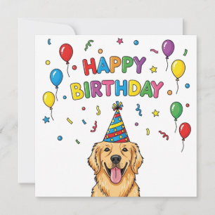 Golden Retriever Doodle Happy Birthday Card Feiertagskarte