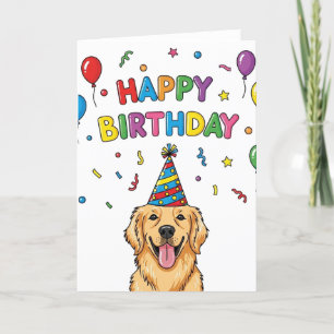 Golden Retriever Doodle Happy Birthday Card Feiertagskarte