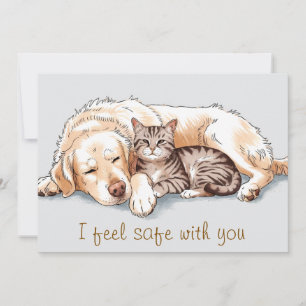 Golden Retriever Dose Cuddling Holiday Card Feiertagskarte