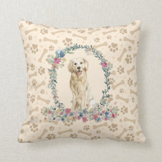 Golden Retriever Dow Pfosten Print & Floral Niedli Kissen