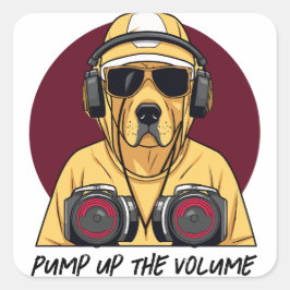 Golden Retriever Dressed als DJ Quadratischer Aufkleber