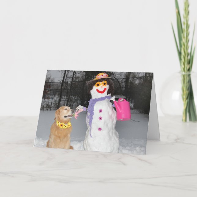 Golden Retriever Eine Art Snowman Weihnachten (Vorderseite)