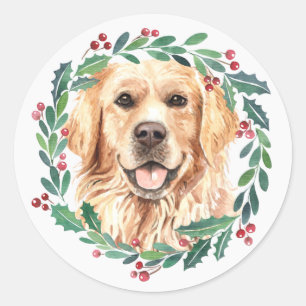 Golden Retriever Elegante Dog Weihnachten Runder Aufkleber