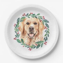 Golden Retriever Elegante Dog Weihnachtsfeiertag Pappteller