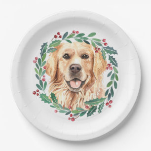 Golden Retriever Elegante Dog Weihnachtsfeiertag Pappteller