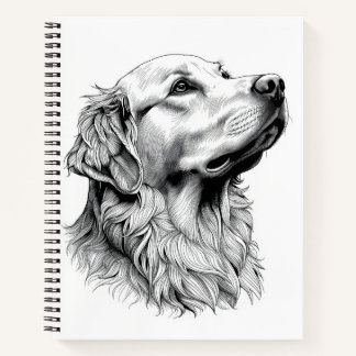 Golden Retriever Engraving Style Hardcover Journal Notizbuch