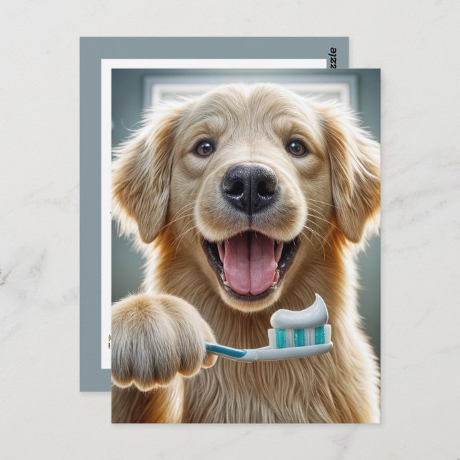 Golden Retriever Erinnerung vom Veterinäramt Postkarte (Vorne/Hinten)