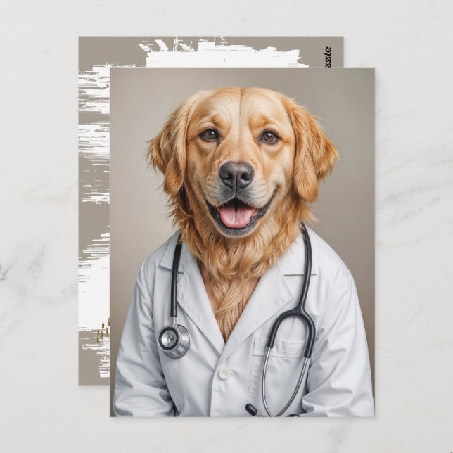 Golden Retriever Erinnerung vom Veterinäramt Postkarte (Vorne/Hinten)