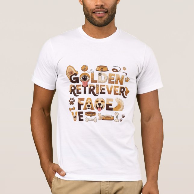 Golden Retriever Face Playful Typography T-Shirt (Vorderseite)