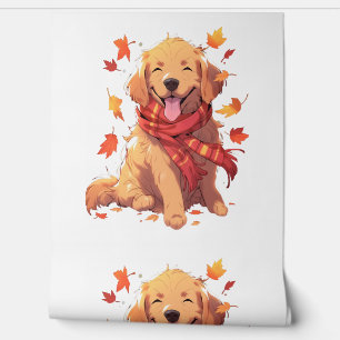 Golden Retriever Fall Dose Herbst Blätter Tapete