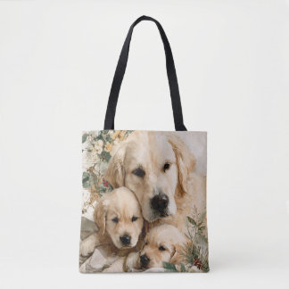 Golden Retriever Family Puppies Vintage Christmas