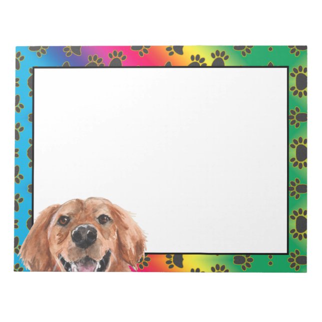 Golden Retriever farbenfrohe Hundekuchen Muster Notizblock (Vorderseite)