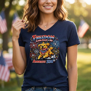 Golden Retriever Feuerwerk 250. Jubiläum T-Shirt