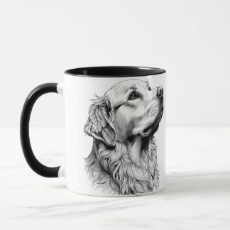 Golden Retriever Fine Line Art Portrait | Elegant  Tasse