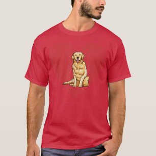 Golden Retriever Fingerprint Liebe HerzValentine T-Shirt