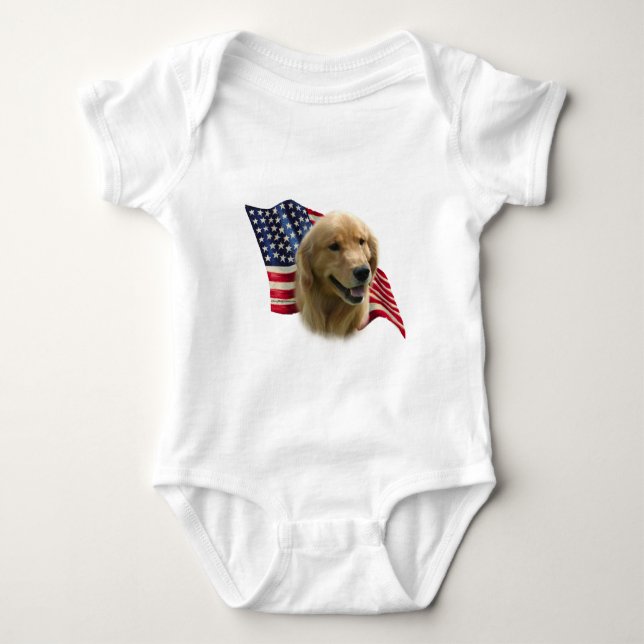 Golden Retriever Flag Baby Strampler (Vorderseite)
