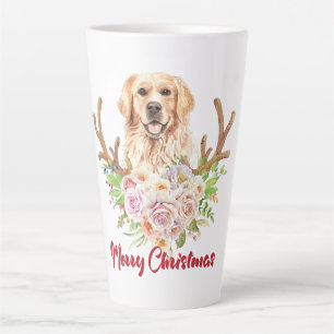 Golden Retriever Floral Frohe Weihnachten Milchtasse