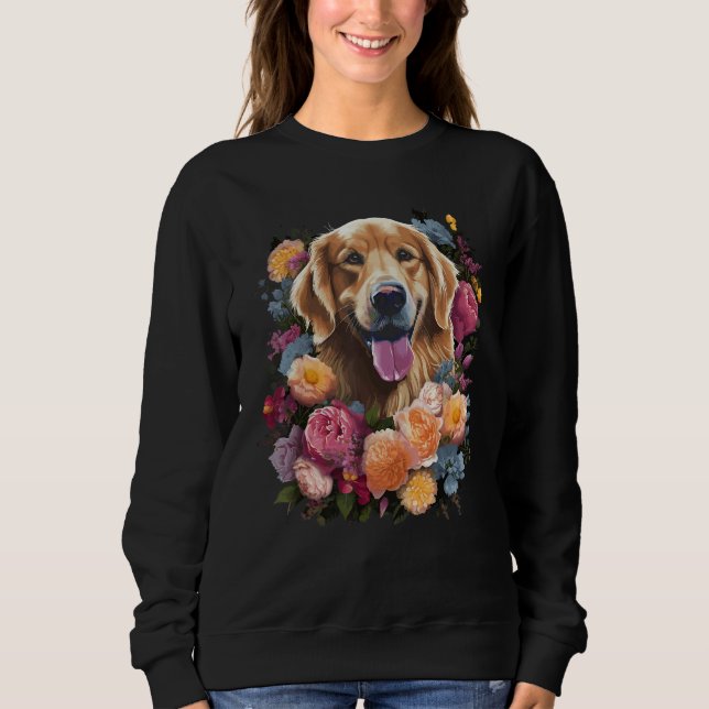 Golden Retriever Flower Bouquet Sweatshirt (Vorderseite)