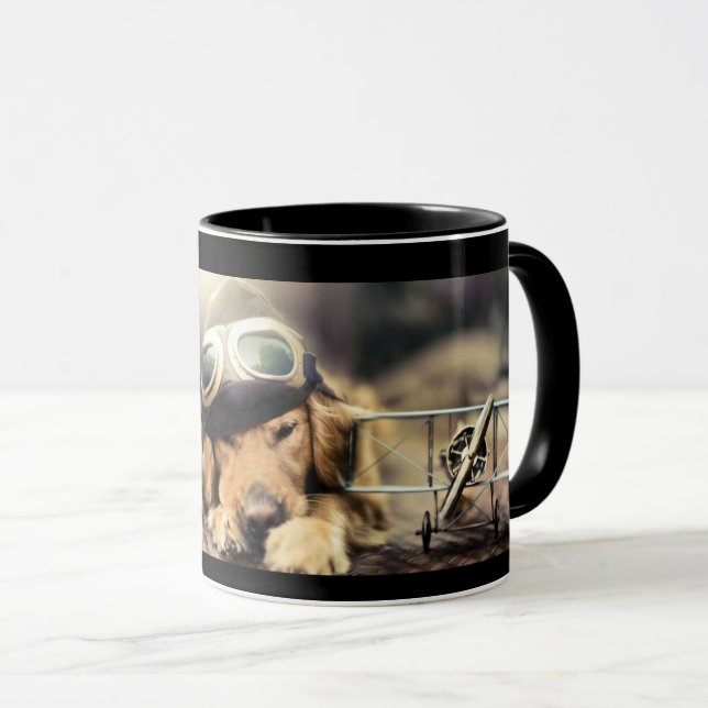 Golden retriever-Flugzeug-Pilot Tasse (VorderseiteRechts)