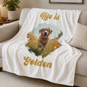 Golden Retriever Foto Das Leben ist golden Fleecedecke