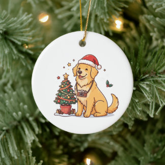 Golden Retriever Fotograf Weihnachten Keramik Ornament