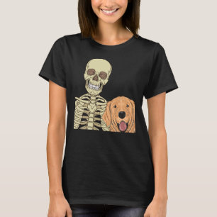 Golden Retriever Friend Beängstigendes Skelett T-Shirt